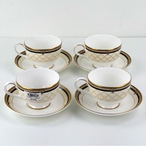 Set Of 4 Royal Doulton Baroness Teacups & Saucers
